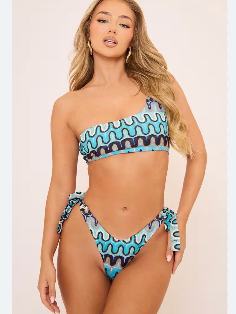 ⭐️NWT Ego One Shoulder Aztec Textured Bikini⭐️